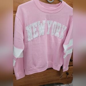 New York & Company Pink Sweatshirt with White Accents